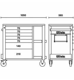 Servante 7 tiroirs et tablettes latérales - C24SL (orange) 24002101 BETA | Prix pas cher, Rangements d'outils - en Tunisie 