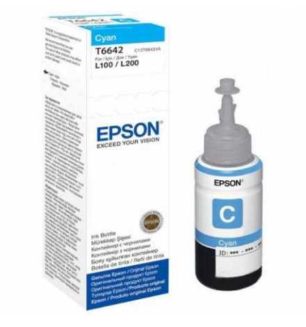 T6642 Cyan ink bottle 70ml Pour L110/L120/L130/L310/L210/L220/L382/L386/L455/L550/L565/L1300/l3050/l355/L1455 | Prix pas cher, C