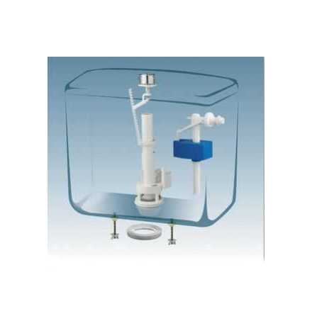 Chasse d'eau - mecanisme a plateaux simple poussoir + robinet