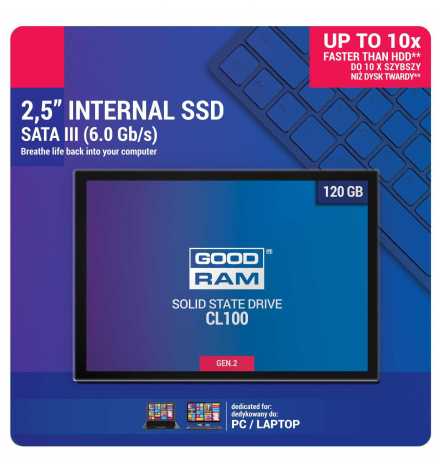 Disque dur SSD GOODRAM CL100 GEN2 120GB SATA 3 2.5" | Prix pas cher, Disque dur SSD - en Tunisie 
