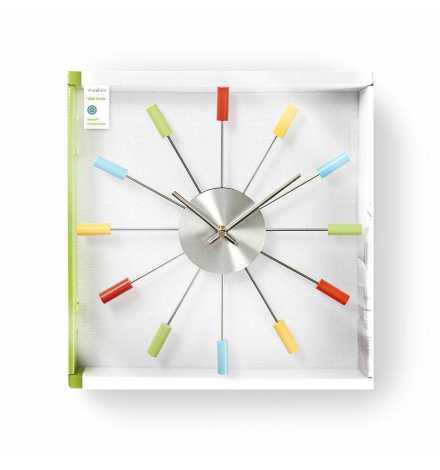 Nedis Circular Wall Clock 34 cm Diameter Colourful & Fun Silver | Prix pas cher, Horloge murale - en Tunisie 