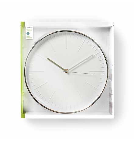 Nedis Circular Wall Clock 30 cm Diameter White & Silver | Prix pas cher, Horloge murale - en Tunisie 