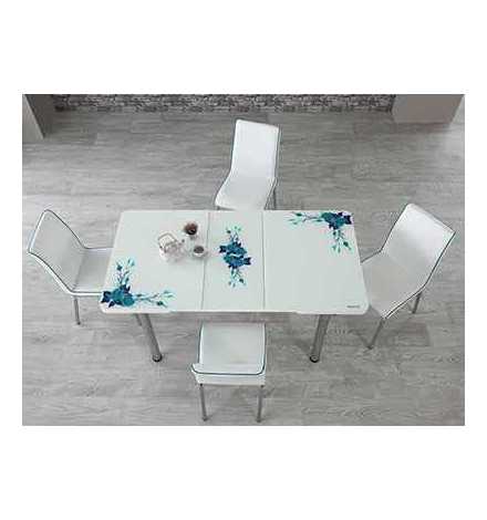 Table réglable Always star avec 6 chaises - Bleu Turquoise