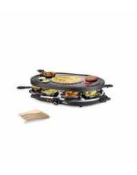 Raclette Ovale 5-en-1 162700 - 1200W, Multi-fonctions, 8 Poêlons Antiadhésifs, Plaque Amovible, Crêpière Intégrée - Princess | P