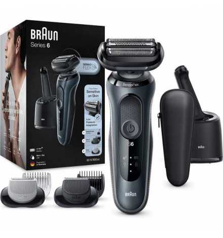 Braun 60-N7650CC Series 6 - Rasoir Électrique SensoFlex Wet & Dry avec Centre SmartCare - Gris Élégant | Prix pas cher, Rasoirs,