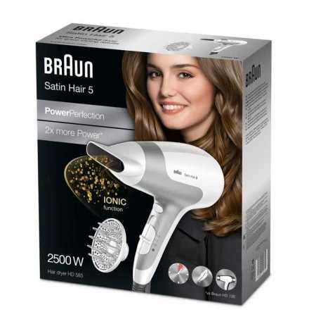 Sèche-cheveux Satin Hair 5 PowerPerfection HD580 avec fonction ionique et buse de coiffage - Braun