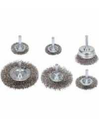 JEU DE 6 BROSSES FIL ONDULE INOX SUR TIGE 6MM D,37X2-50-62-75MM YATO | Prix pas cher, Outillages... - en Tunisie 