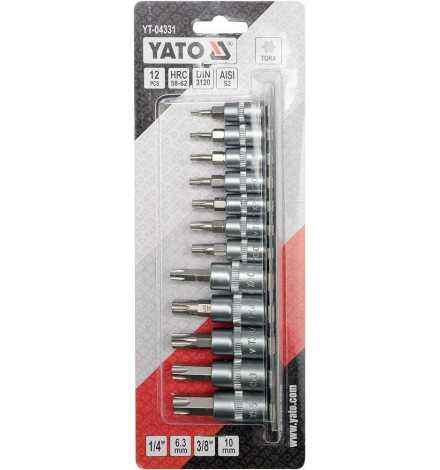 JEU DE 12 DOUILLES TOURNEVIS TORX 1/4'' ET 3/8" DIN 3120 T8-T55 YATO | Prix pas cher, Outillages... - en Tunisie 