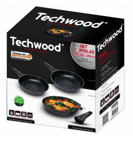 Set 3 Poêles 24-26-28 cm Techwood - TP6-PO2468 | Prix pas cher, Petit électroménager - en Tunisie 