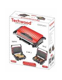 Panini Grill Inox Rouge 1500W : L'Art de la Grillade à Votre Portée Techwood - TGD-015 | Prix pas cher, Petit électroménager - 