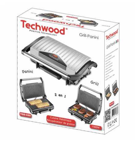 Panini Grill avec Couvercle Coulissant Inox : Grillades Savoureuses Assurées Techwood - TGD-020 | Prix pas cher, Petit électromé