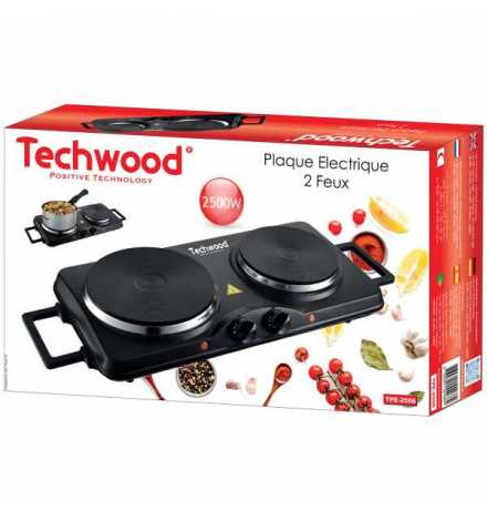 Plaque Électrique à Deux Feux Noir : Puissance et Polyvalence pour une Cuisine sans Limites Techwood - TPE-2506 | Prix pas cher,